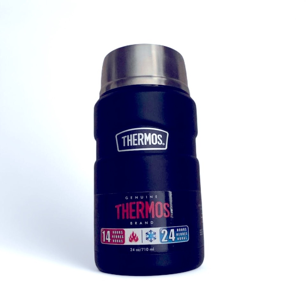New Thermos Black 24oz 24 hour Vacuum Container with Cup Lid